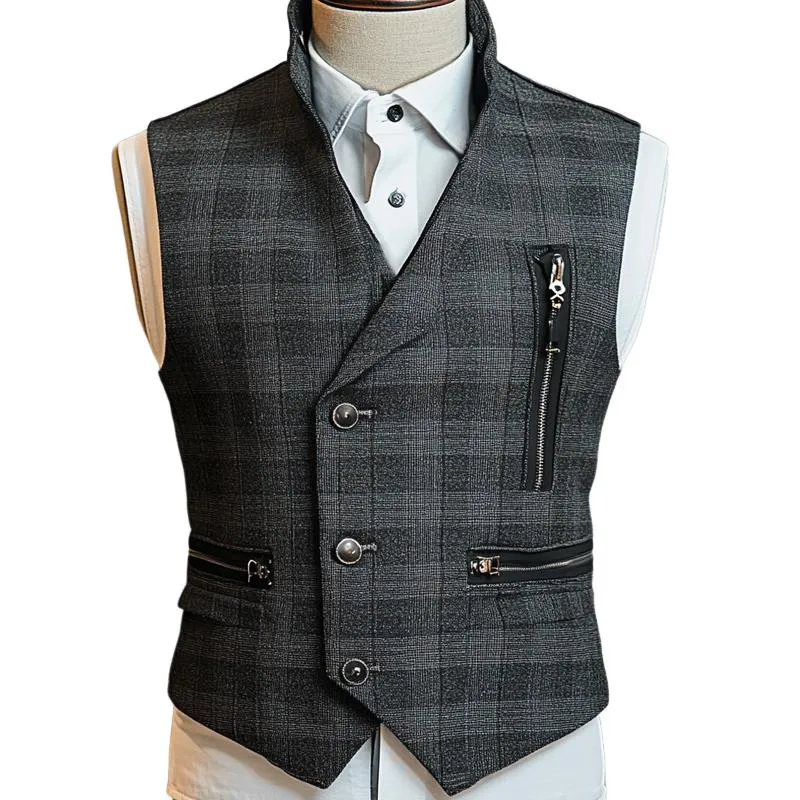 Men's Vintage Check Three-Button Slim Vest 14785137U sold by Manly