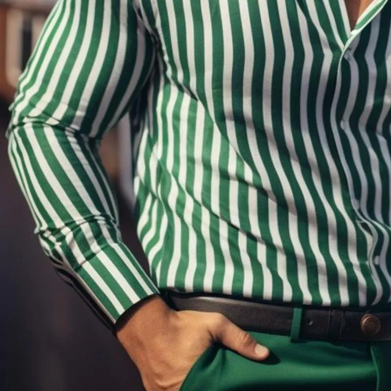 Men's Casual Fashionable Vertical Striped Long-sleeved Shirt 52137630K sold by Manly product image thumbnail 4