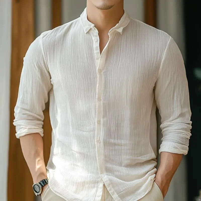 Men's Classic Casual Pleated Silk Chiffon Long Sleeve Shirt 05043656K sold by Manly product image thumbnail 2
