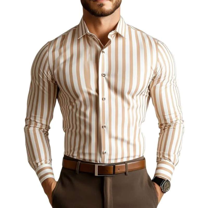 Men's Classic Vertical Striped Long Sleeve Shirt 78332718K sold by Manly