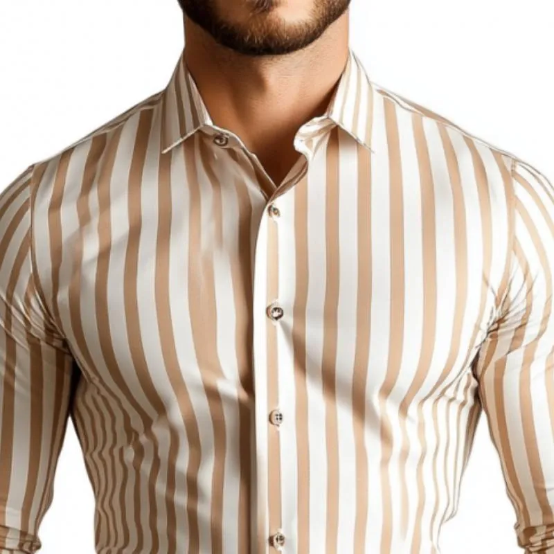 Men's Classic Vertical Striped Long Sleeve Shirt 78332718K sold by Manly product image thumbnail 2