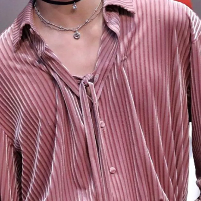 Men's Casual Fashionable Vertical Striped Velvet Long-sleeved Shirt 18279496K sold by Manly product image thumbnail 3