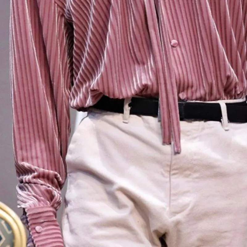 Men's Casual Fashionable Vertical Striped Velvet Long-sleeved Shirt 18279496K sold by Manly product image thumbnail 4