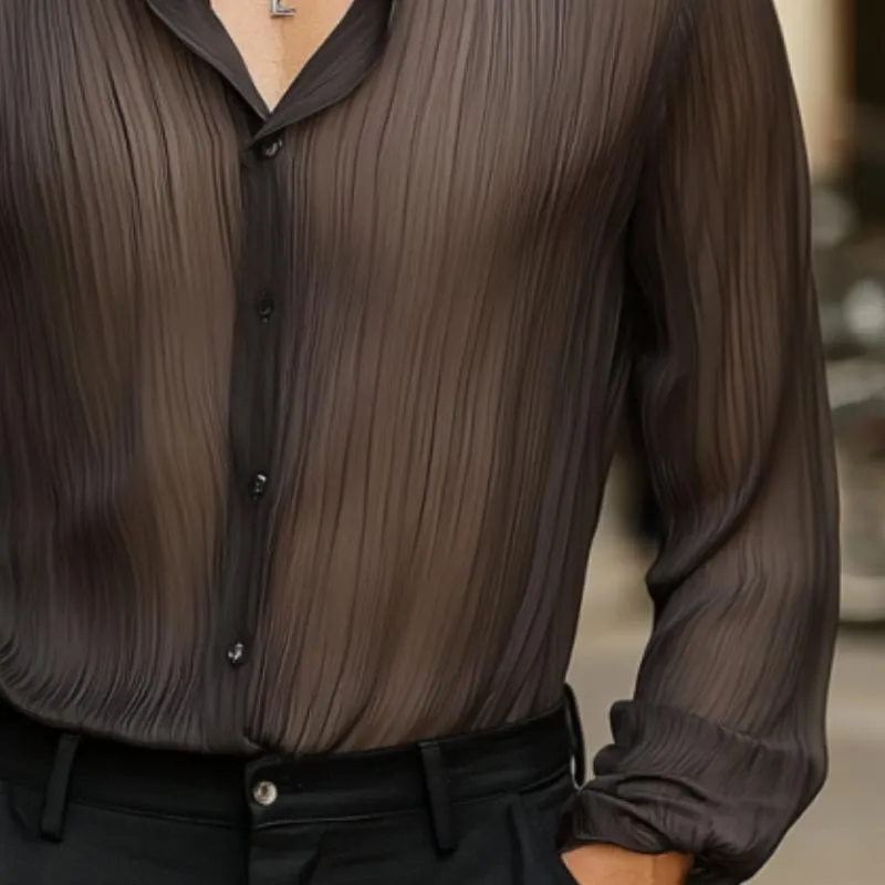 Men's Classic Casual Pleated Silk Chiffon Long Sleeve Shirt 03067448K sold by Manly product image thumbnail 4
