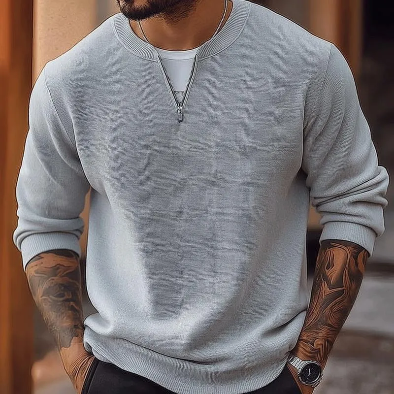 Men's Fashion Solid Color Round Neck Long Sleeve Casual Sweatshirt 44210486Z sold by Manly product image thumbnail 2