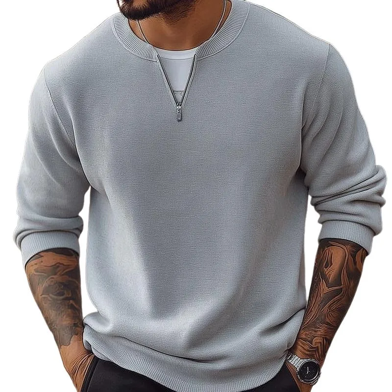 Men's Fashion Solid Color Round Neck Long Sleeve Casual Sweatshirt 44210486Z sold by Manly