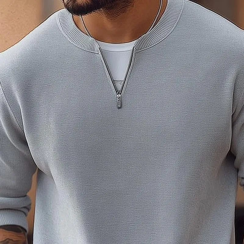 Men's Fashion Solid Color Round Neck Long Sleeve Casual Sweatshirt 44210486Z sold by Manly product image thumbnail 3