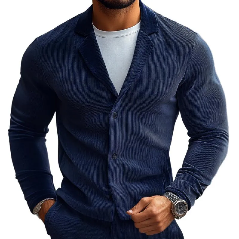 Men's Fashion Solid Color Corduroy Notch Lapel Single Breasted Casual Shirt 47500245Z sold by Manly