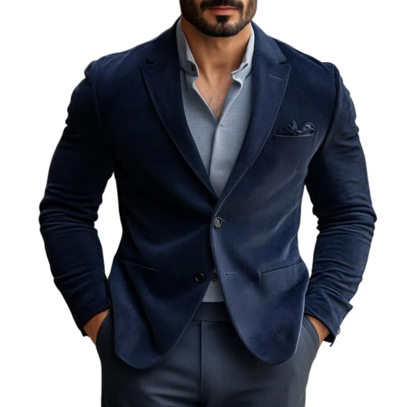 Men's Fashion Solid Color Corduroy Peak Lapel Two Buttons Casual Blazer 71805841Z sold by Manly