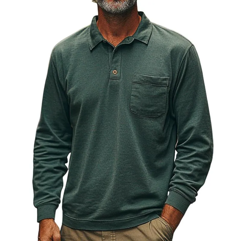 Men's Fashion Casual Long Sleeve POLO Shirt 11785215F sold by Manly