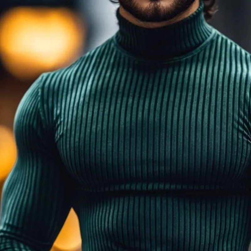 Men's Retro Casual Striped High Neck Long Sleeve T-Shirt 20823950TO sold by Manly product image thumbnail 3