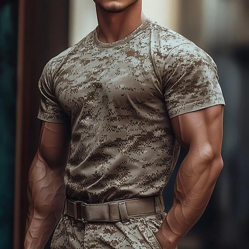 Men's Retro Casual Camouflage Round Neck Short Sleeve T-Shirt 51705339TO sold by Manly product image thumbnail 2