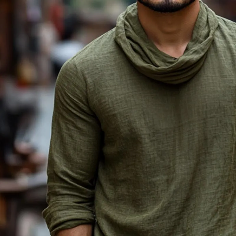 Men's Retro Casual Cotton and Linen Round Neck Long Sleeve Shirt 02105024TO sold by Manly product image thumbnail 3