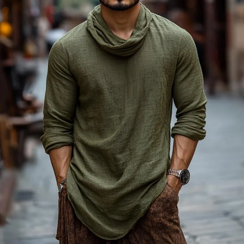 Men's Retro Casual Cotton and Linen Round Neck Long Sleeve Shirt 02105024TO sold by Manly product image thumbnail 2