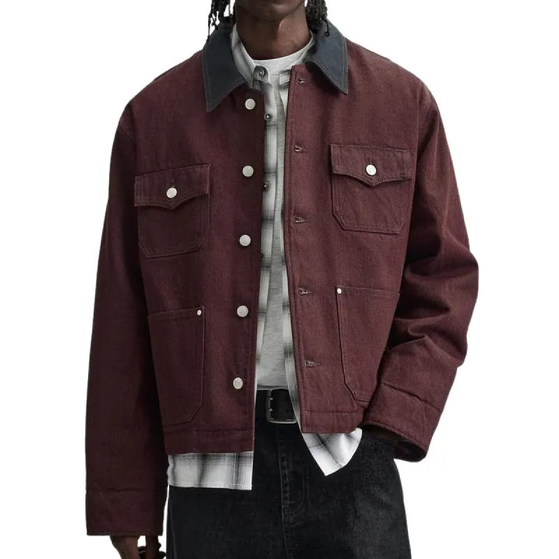 Men's Stylish Burgundy Lapel Canvas Jacket 56577961F sold by Manly