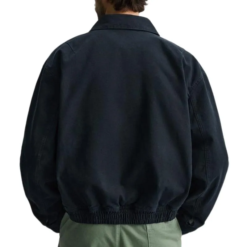 Men's All-match Navy Blue Lapel Canvas Jacket 43006049F sold by Manly product image thumbnail 4