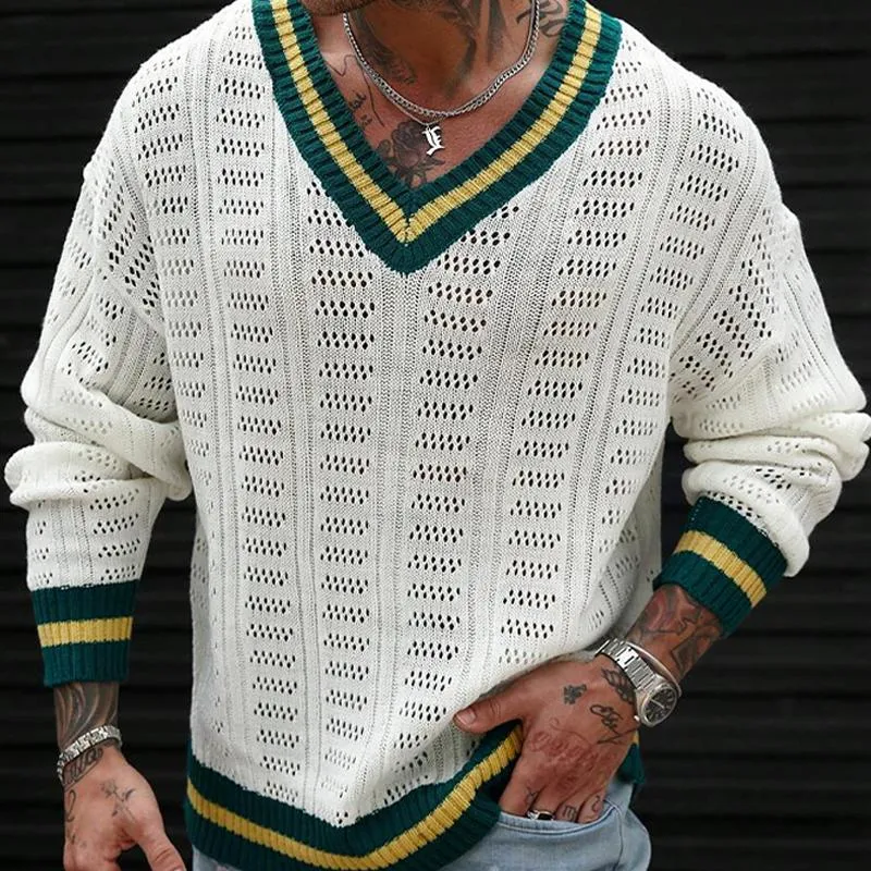 Men's Colorblock Knitted V-Neck Sweater 87603736X sold by Manly product image thumbnail 3