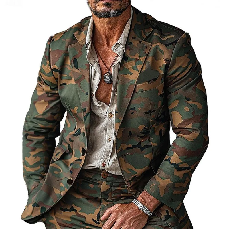 Men's Camouflage Print Button Blazer 81281729X sold by Manly