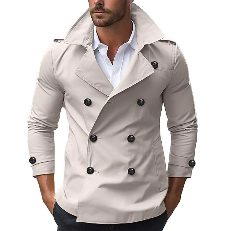 Men's Double-breasted Mid-length Windbreaker 33637519X sold by Manly