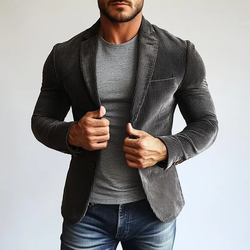 Men's Fashion Corduroy Single Button Blazer 32987328Y sold by Manly product image thumbnail 3