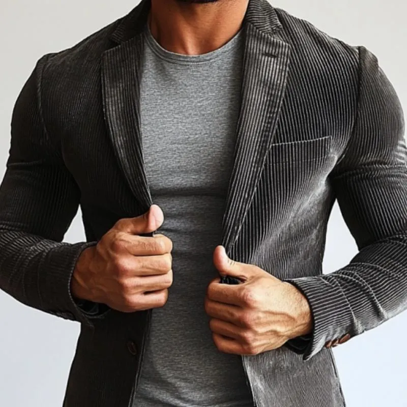 Men's Fashion Corduroy Single Button Blazer 32987328Y sold by Manly product image thumbnail 2