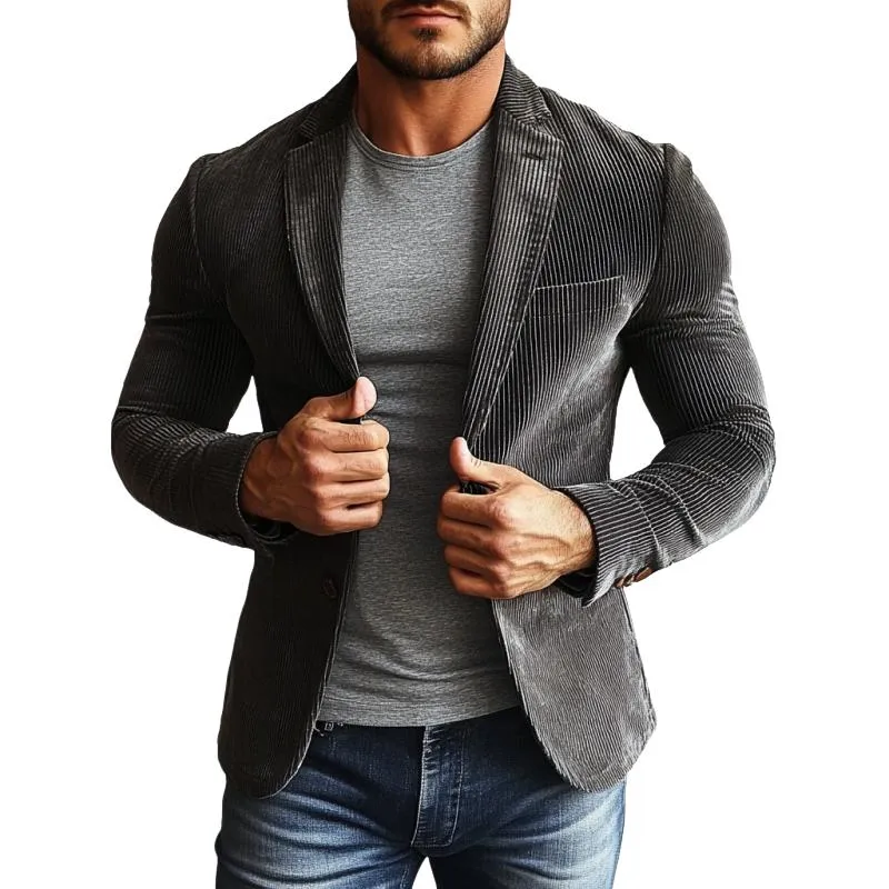 Men's Fashion Corduroy Single Button Blazer 32987328Y sold by Manly