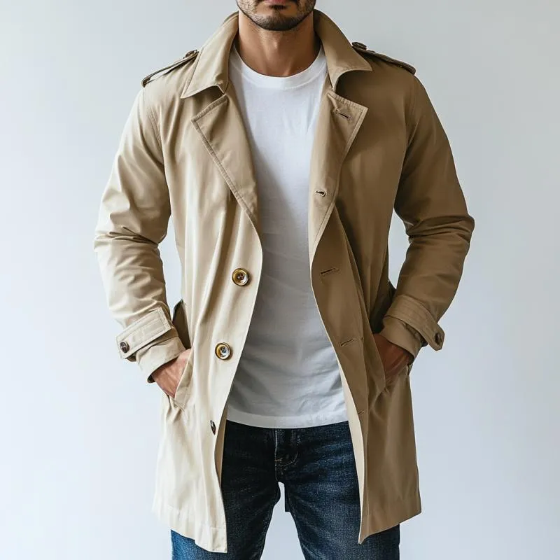 Men's Fashion Lapel Single Breasted Mid-Length Trench Coat 39249961Y sold by Manly product image thumbnail 3