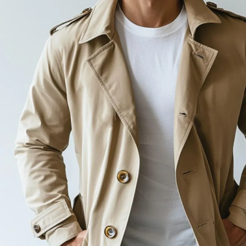 Men's Fashion Lapel Single Breasted Mid-Length Trench Coat 39249961Y sold by Manly product image thumbnail 2