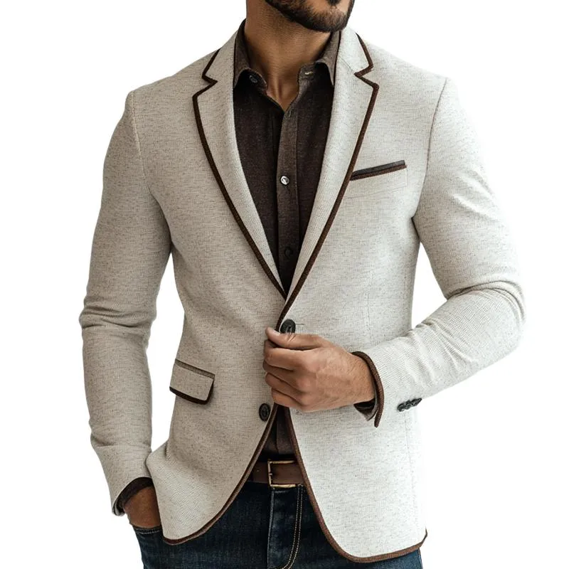 Men's Retro Casual Splicing Single Breasted Blazer 09362090TO sold by Manly
