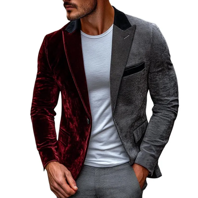 Men's Retro Casual Splicing Single Breasted Blazer 00345817TO sold by Manly