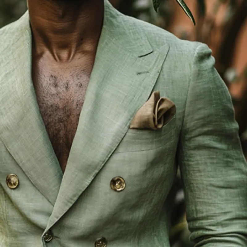 Men's Vintage Casual Solid Color Linen Blazer 53447993TO sold by Manly product image thumbnail 3