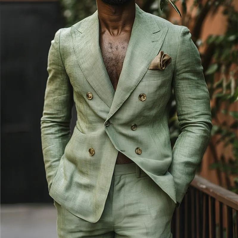 Men's Vintage Casual Solid Color Linen Blazer 53447993TO sold by Manly product image thumbnail 2