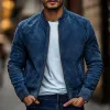 Men's Casual Fashion Stand Collar Zipper Suede Jacket 06565308K sold by Manly