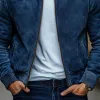 Men's Casual Fashion Stand Collar Zipper Suede Jacket 06565308K sold by Manly