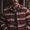 Men's Colorblock Striped Lapel Long Sleeve Shirt Jacket 38287330Z sold by Manly