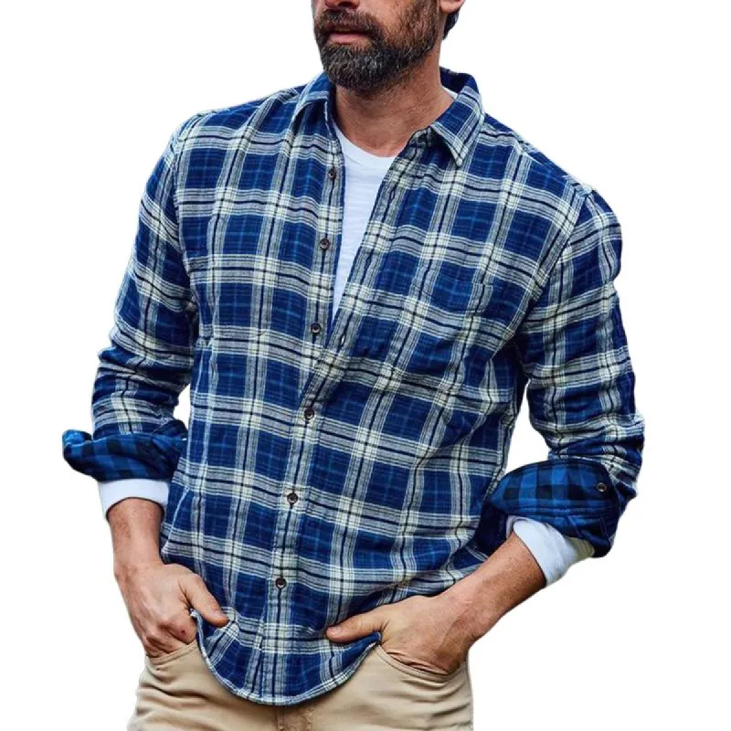 Men's Casual Vintage Plaid Long Sleeve Shirt 97537916U sold by Manly