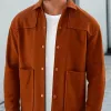 Men's Casual Wool Blend Lapel Single Breasted Loose Long Sleeve Shirt 46898653M sold by Manly