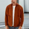 Men's Casual Wool Blend Lapel Single Breasted Loose Long Sleeve Shirt 46898653M sold by Manly