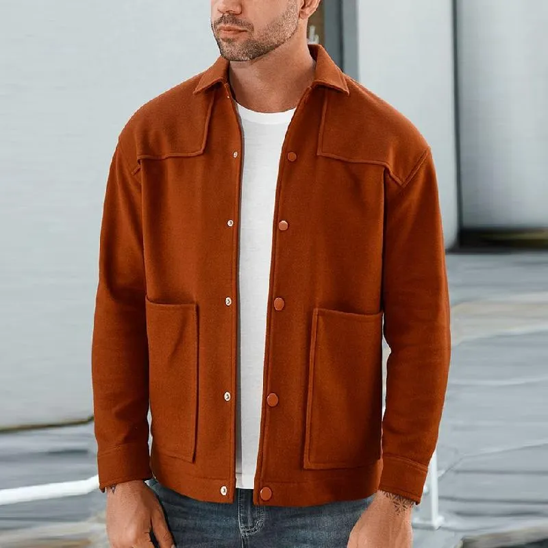 Men's Casual Wool Blend Lapel Single Breasted Loose Long Sleeve Shirt 46898653M sold by Manly product image thumbnail 2