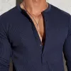 Men's Casual Stripe Henley Collar Slim Fit Long Sleeve T-Shirt 33891968M sold by Manly