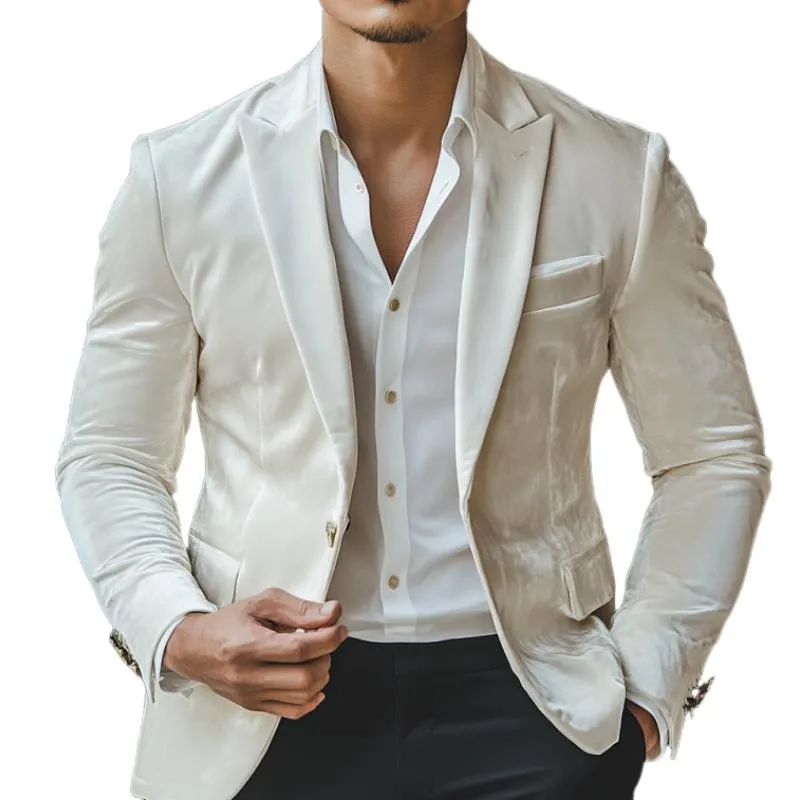 Men's Classic Casual Single-Breasted Slim Fit Velvet Blazer 81402860K sold by Manly