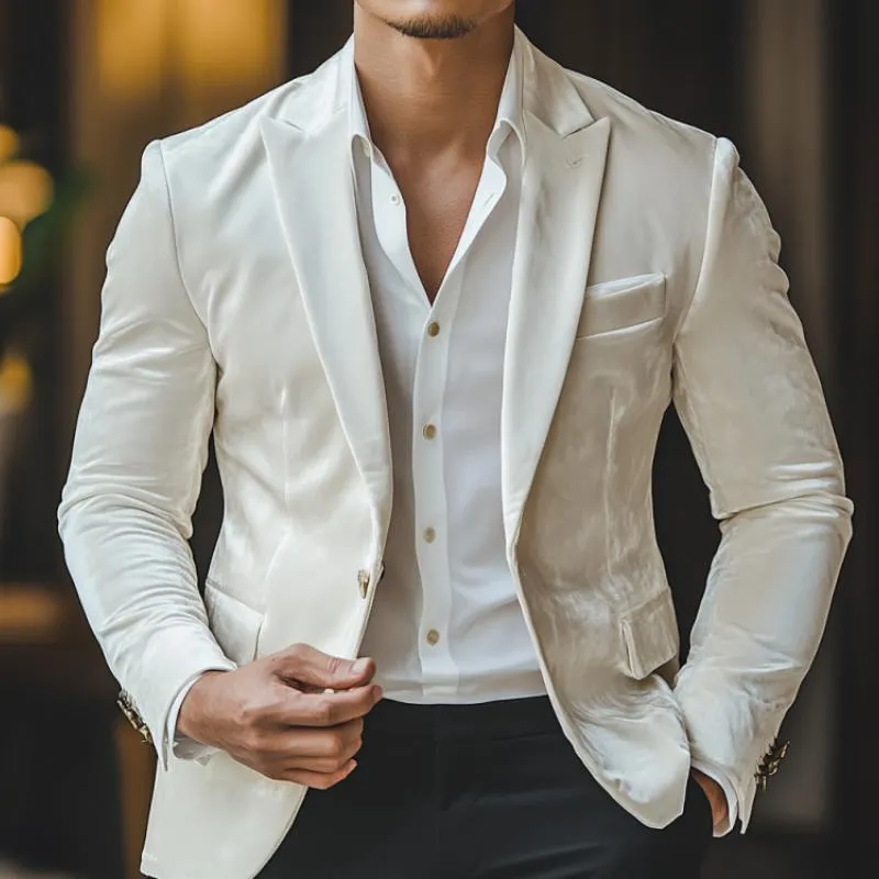 Men's Classic Casual Single-Breasted Slim Fit Velvet Blazer 81402860K sold by Manly product image thumbnail 2