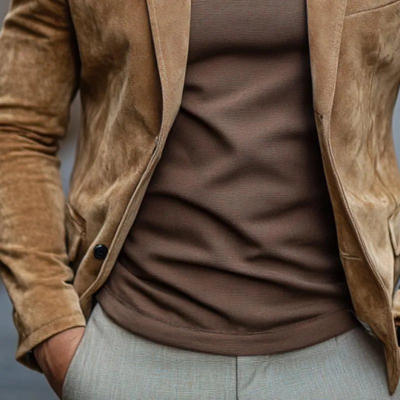 Men's Classic Casual Single Breasted Slim Fit Suede Blazer 18523716K sold by Manly product image thumbnail 4