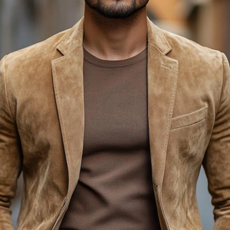 Men's Classic Casual Single Breasted Slim Fit Suede Blazer 18523716K sold by Manly product image thumbnail 3