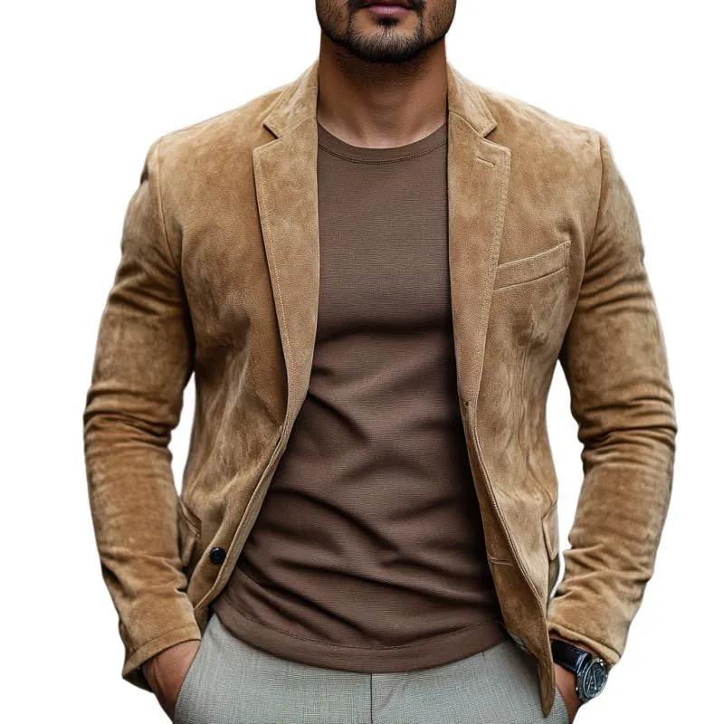Men's Classic Casual Single Breasted Slim Fit Suede Blazer 18523716K sold by Manly