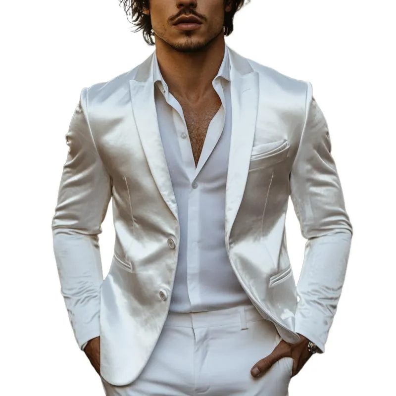 Men's Classic Casual Slim Fit Solid Color Satin Blazer 11226579K sold by Manly