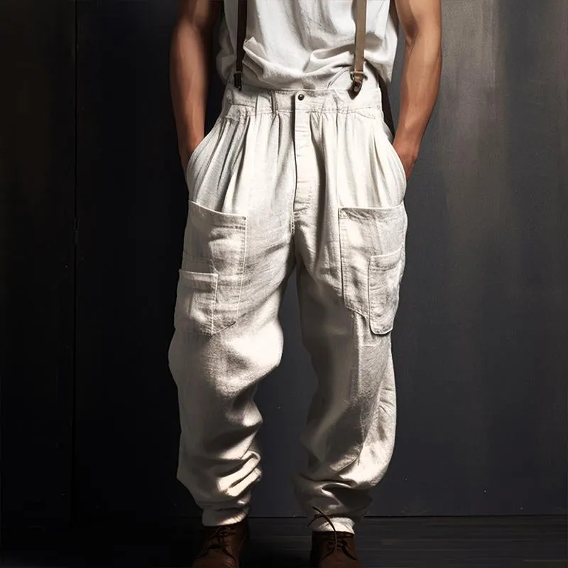 Men's Retro Casual Linen Breathable Loose Long Pants 69474493TO sold by Manly product image thumbnail 2
