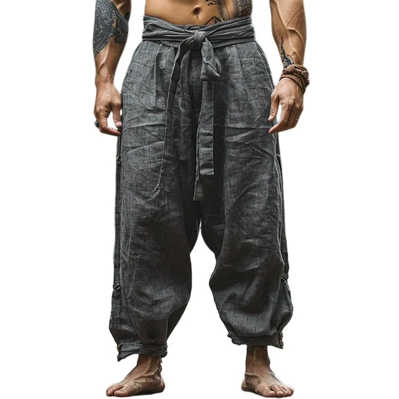 Men's Retro Casual Linen Breathable Loose Long Pants 42904908TO sold by Manly