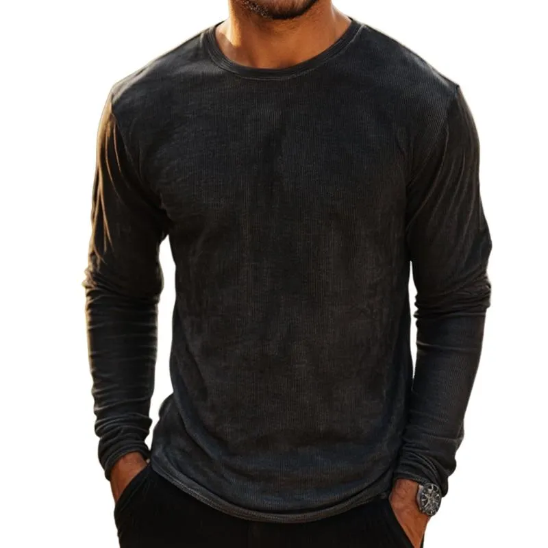 Men's Retro Casual Printed Round Neck Long Sleeve T-Shirt 02519845TO sold by Manly