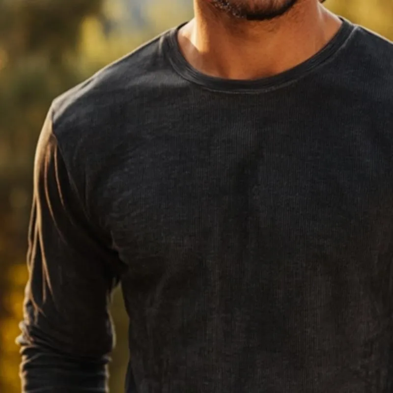 Men's Retro Casual Printed Round Neck Long Sleeve T-Shirt 02519845TO sold by Manly product image thumbnail 3